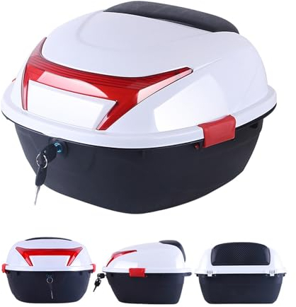 JEDAL Motorradkoffer abschließbar Motorrad Top Case 35L Universal Wasserdicht Topcase für Motorroller, Weiß