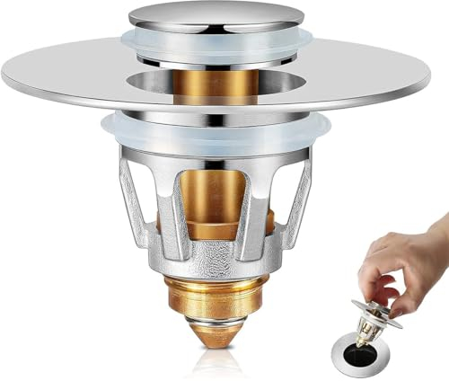 JINYOMFLY Tappo per Lavandino Pop Up, Valvola di Scarico per Lavandino, Piletta per Lavabo Bagno