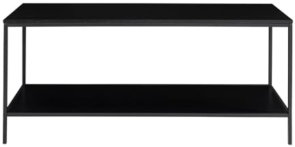 Dezain® - TV-Lowboard Vita aus Metall | TV-Regal mit 2 Ablagen aus Holz | Schlichtes Design | pflegeleichtes Sideboard | TV-Board in Schwarz | 100 x 45 x 36 cm | TV-Möbel