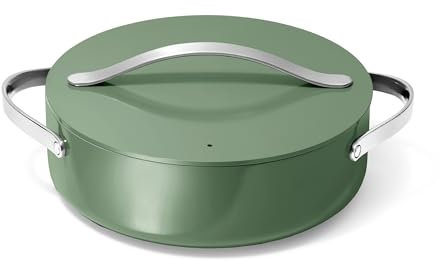 Caraway Rondeau - 6 Qt Non-Stick Pan with Lid - Free From Forever Chemicals - Perfect for Searing, Braising, & Roasting - Sage