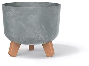 URBNLIVING Fioriera rotonda effetto cemento vaso da fiori per interni ed esterni decorazione da giardino con gambe