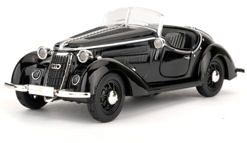 TGRCM-CZ Audi Wanderer W25k Roadster Modell Auto, Zink Legierung Pull Back Spielzeugauto mit Ton und Licht für Kinder Jungen Mädchen Geschenk (schwarz)