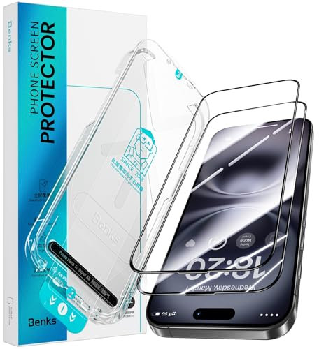 BENKS für iPhone 16 Plus/15 Plus/14 Pro Max für Panzerglas, Full Screen 9H Härte Folie Stoßfest Schutzglas [Automatische Staubentfernung] Anti-Fingerabdruck 0 Blasen Schutzfolie, HD Klar, 2 Stück