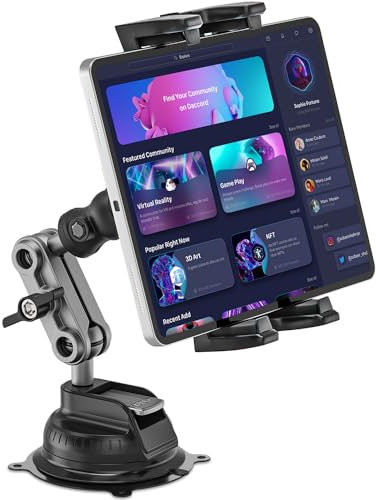 BAISHUN Supporto per tablet per camion, resistente, super ventosa/base adesiva, supporto da parete per auto, tablet, cucina, cruscotto, parabrezza, staffa in metallo a 360° per iPad Pro/Air/Mini