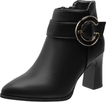 Chelsea Boots - Stivali da donna eleganti con tacco a blocco, in pelle, con tacco alto, taglie 36-42, Nero , 42