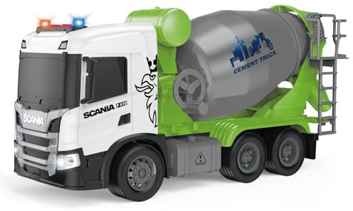 Cheerful Toys Kinder Betonmischer - Scania 30,8cm Betonmisch Fahrzeuge mit Licht und Sound, LKW Mischwagen Lastwagen Spielzeug für Jungen 3 4 5 6 Jahre