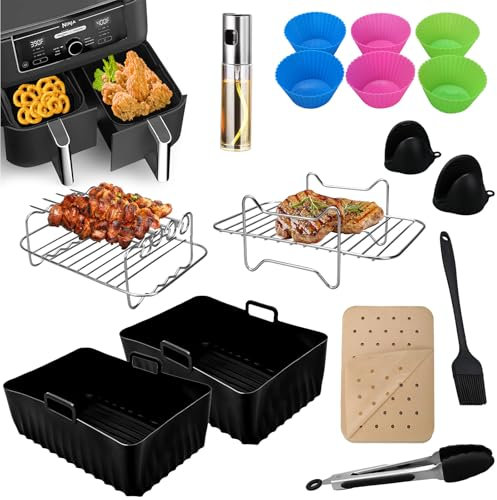 Accessoires pour AirFryer Ensemble D'accessoires Pour Friteuse à Air Compatible avec Ninja Foodi Max Double Zone AF400EU AF300EU, et D'autres Double Zone 7.6L-9.5L Friteuse à Air, Sans BPA