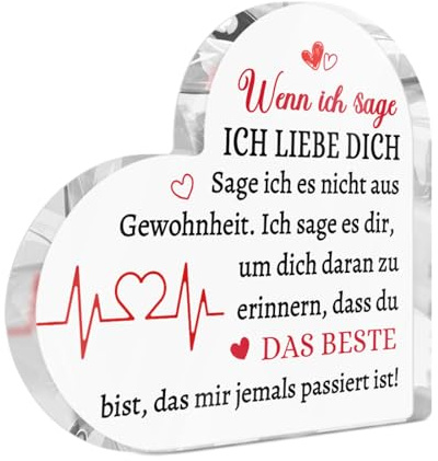 Putuo Decor Ich Liebe Dich Acryl Herz Deko – Romantische Tischdekoration mit Herzschlag-Design, Geschenk für Partner