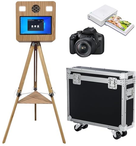Tragbare Fotokabine mit 39,6 cm (15,6 Zoll) Touchscreen, ideal für Hochzeiten, Partys, Feiern und Veranstaltungen (Maschine + Kamera + Mini-Drucker)