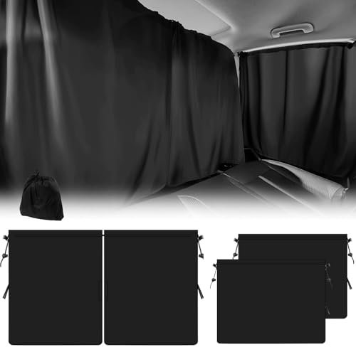 4 Pcs Campervan Curtains, Car Divider Privacy Curtains Universal Car Window Shade Sun Shades Cars Sunshades for Partition Front Rear Side Windows 140 * 80cm