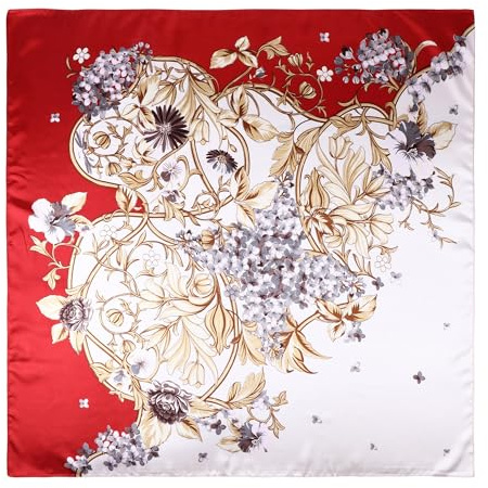 CHIC DIARY 90 * 90cm Halstuch Damen Quadratische Schal Scarf Seidentuch Seidenschal Taschentuch Bandana Geschenk für Frauen