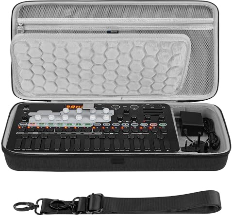 GEEKRIA Tragetasche für Audio-Interfaces, kompatibel mit SONICWARE Liven Ambient Ø / 8bit Warps / Mega Synthesis / Texture Lab/XFM / Lofi-12, EVA-Hartschale, tragbare Reisetasche (dunkelgrau)