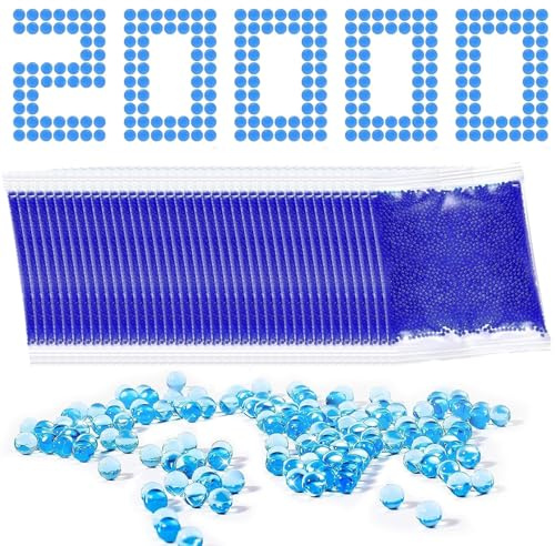 TenaLucy 20000 Stück Wasserperlen für Gel Blaster,Wasserperlen für Pflanzen | 40 Packungen 7-8 mm Gel Munition, Blau Water Beads, Wasserspielzeug Kinder Outdoor, Gelperlen für Blumen und Pflanzen
