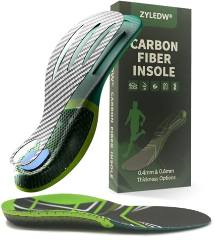 Sporteinlagen,Carbon Fiber Sports Insoles Professional Shock-Absorbing Insoles for Running & Hiking – High-Performance Injury Prevention – Unisex Design (43-44)