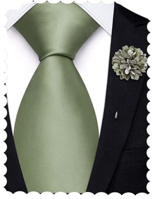 Hi-Tie Extra lange Krawatten für Herren, 160 cm, 178 cm, Seide, solide Herren-Krawatten und Blumen-Anstecknadel-Set