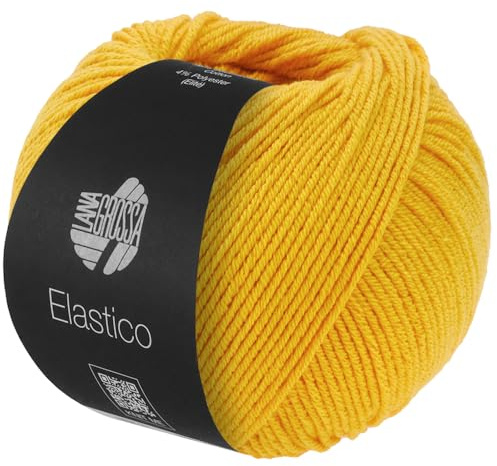 LANA GROSSA Elastico | Baumwoll-Klassiker mit leichtem Stretchanteil | Handstrickgarn aus 96% Baumwolle & 4% Polyester (Elite)| 50g Wolle zum Stricken & Häkeln | 160m GarnFB 203