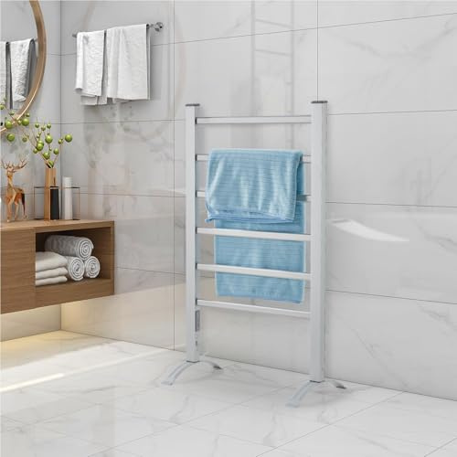 Garvee Sèche-Serviettes Chauffant - 2 En 1: Fixation Murale Ou Pose Debout - Réglage De Température - Sèche Rapidement Serviettes, Linges De Bain - Ideal Pour Salle De Bain, Cuisine