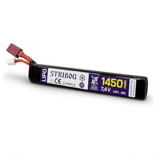 Delta Armory Airsoft LiPo Battery 7.4V 2S 1450mAh 30C Stick Pack with Deans T‑Plug Short Cable for M4 AR15 AEG Buffer Tube High‑Performance Rechargeable Pack