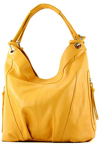 modamoda de - Z18 - ital Damenhandtasche aus Leder/Nappaleder, Farbe:Gelb