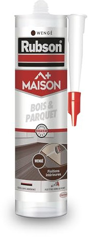 Rubson Maison - Mastic Bois & Parquet couleur Wengé, Mastic acrylique pour tous supports bois et maçonnerie, Joints pour intérieur et extérieur abrité, 280 ml