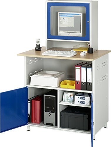 Rau Computer-Tisch, Metall, Lichtgrau/Enzianblau, 80 X 80 X 80 Cm