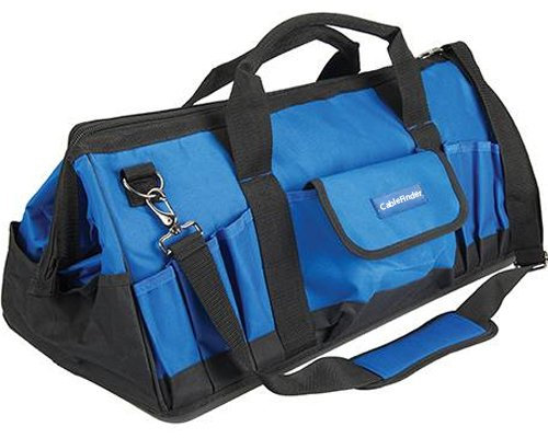 600mm x 280mmx 225mm Heavy Duty Tool Carry Bag - Easy Access, External Pockets, Hard Base, Shoulder Strap -Storage, Carrier, Builders, Holder, Transport - Loops