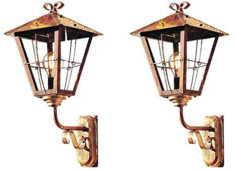 KONSTSMIDE 2er Set Außenwandleuchte / Laterne FENIX, Kupfer massiv / Acrylglas rauchfarben, 433-900