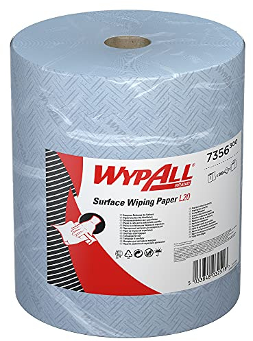 WypAll L20 Surface Wiping Paper 7356 - Extra Wide Blue Roll - 1 Jumbo Roll x 1,000 Blue, 2 Ply Paper Wipers