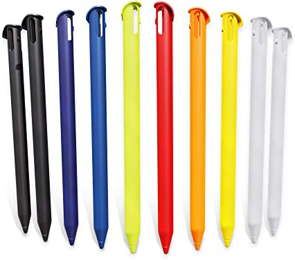 subtel - Pack de 10x Stylets pour Nintendo New 3DS XL - Stylet Tactile Haute précision pour Jouer à Vos Jeux vidéo sans rayer l'écran Couleur Rouge, Rose, Blanc, Bleu, Noir...