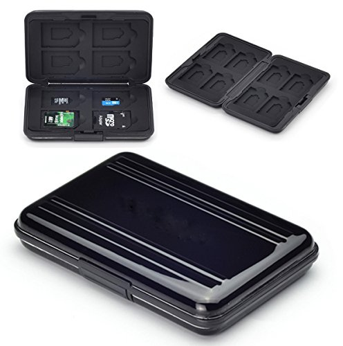Flycoo Schutzhülle für Speicherkarten, stoßfest, staubdicht, wasserdicht, magnetisch, für 8 SD Karten, 8 TF/Micro SD-Karten (schwarz)