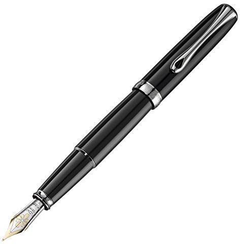 DIPLOMAT D40202011 Excellence A2 Füllfederhalter mit 14 ct extra feiner Feder, schwarzlack