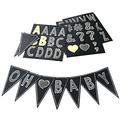 SUNBEAUTY DIY Banner Buchstaben Girlande Schwarz Alphabet Zahlen Wimpelkette Party Deko