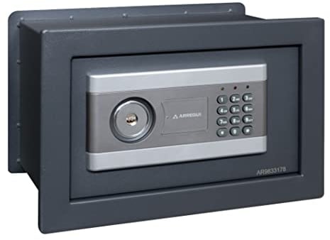 ARREGUI Stylo 19010W-S1 Coffre-fort encastrable avec serrure à clé et à code | Coffre-fort double sécurité à emmurer | Installation facile |21 x 32 x 20 cm | 8L
