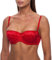 frugue Strapless Push Up Balcony Lace Bra Red 32 B