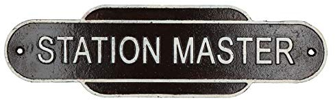 AB Tools Station Master Schild Plakette Zug Eisenbahn Wand Station Tor Zaun Post Garage