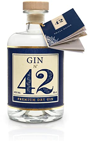 Gin 42 Premium Dry Gin 0,5l 42% Vol. - Handgefertigter Deutscher Gin Mit Hochwertigen Regionalen Gewürzen - Perfekt Im Set Mit Thomas Henry Tonic & Eis Im Cocktail Glas