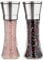 bonris Salt and Pepper Grinder Set of 2 Stainless Steel Manual Spice Salt & Pepper Grinder Set With Adjustable 5 Grade Coarseness Ceramic Rotor Mill Grinders Shakers Gift Set with Silicone Funnel