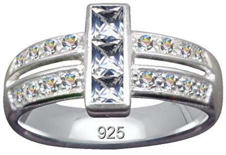Fingerring Art Deco Ring Echt Sterling Silber 925 Zirkonia Kristalle Liebe Glaube Hoffnung Emotion Symbol Motiv Stil Objekt extravagant neu gut schön modisch weiss klar transparent