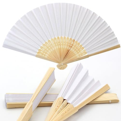 081 Store - 120 VENTAGLI di Legno Bambu' E Carta Bianca per Matrimoni Wedding Sposa Eventi SEGNAPOSTO Chiesa