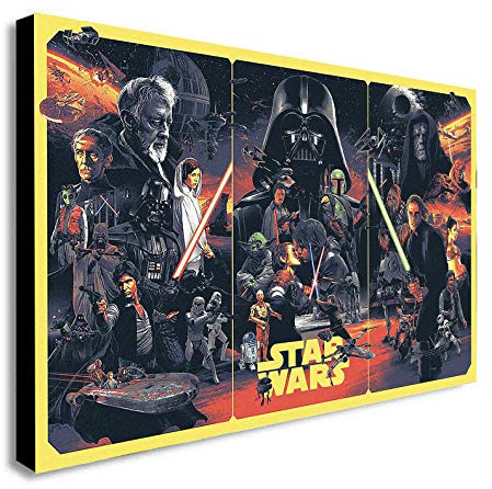 FAB Star Wars Original-Trilogie – Leinwand-Kunstdruck, gerahmt, verschiedene Größen (A1, 81,3 x 61 cm)