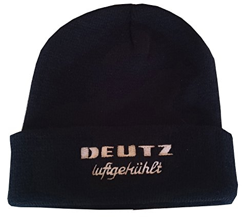 Deutz Luftgekühlt Beanie Oldtimer Rollmütze Kappe | Schwarz
