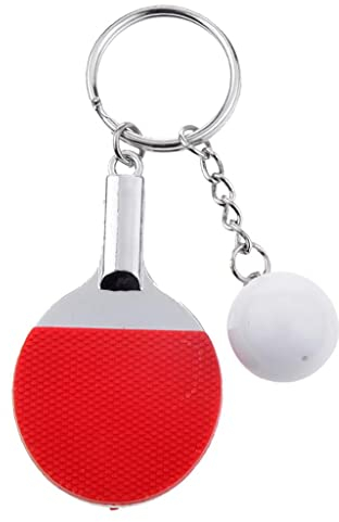 Generic Kreativer Tischtennis Tischtennisschläger mit Ballanhänger Sportschlüsselring Schlüsselanhänger - Rot