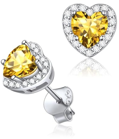 ChicSilver Boucles d’oreilles Coeur Femme Argent,Clous d'oreilles avec Pierre de Naissance de 12 Mois,Bijoux Brillant Zircon Cubique,Cadeaux Anniversaire pour Maman Fille (Boîte Cadeau)