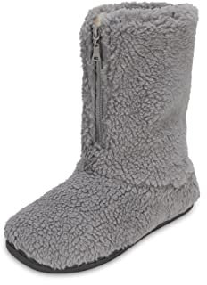 Polar Men’s Memory Foam Slipper Boots - Fleece-Lined Indoor Outdoor House Shoes - Non-Slip Sole & Funny Quote Outsole Detail - Warm Winter Sherpa Bootie Style - Grey - UK 12