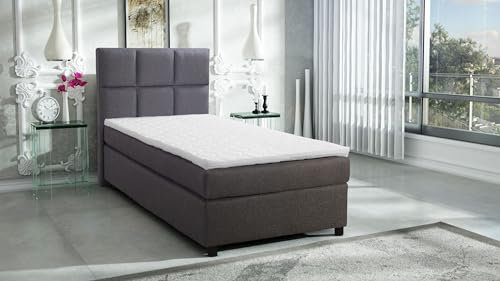 Kuechen-preisbombe Boxspringbett Hotelbett 90x200 Bonellfederkern Bett Topper Paxos Tablet Grau