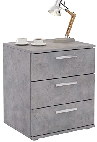 CARO-Möbel Nachttisch Mariella für Boxspringbett, moderner Nachtschrank Nachtkommode in Betonoptik, mit 3 Schubladen