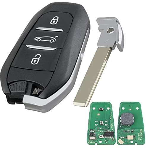 ProPlip Clé complète avec électronique à Programmer pour 308 508 2008 3008 5008 C4 C4 Picasso Grand Picasso Lame rainurée HU83 3 Boutons Coffre 434Mhz Coque telecommande…