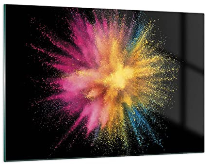 Deco Cadre Salon Coloré Poussière Explosion Moderne Impression sur Verre 120x80cm Image Tableau en Verre Decoration Murale Chambre Horizontal Art Grand XXL Tableaux Decoratifs Muraux GAA120x80-4529