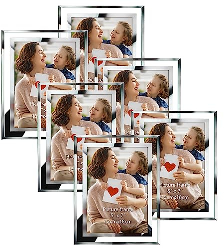 PETAFLOP Bilderrahmen 13x18, Bilderrahmen Glas 6er-Set für Hochzeiten, Häuser, Büros
