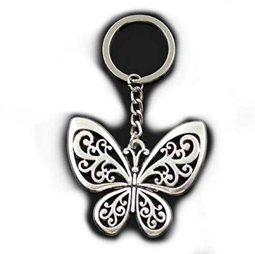 Schmetterling Schlüsselanhänger Metall silberfarben Insekt | Raupe | Geschenk | Damen | Butterfly | Mädchen | Frauen | Glücksbringer | Fashion | Blume | silberfarben neu